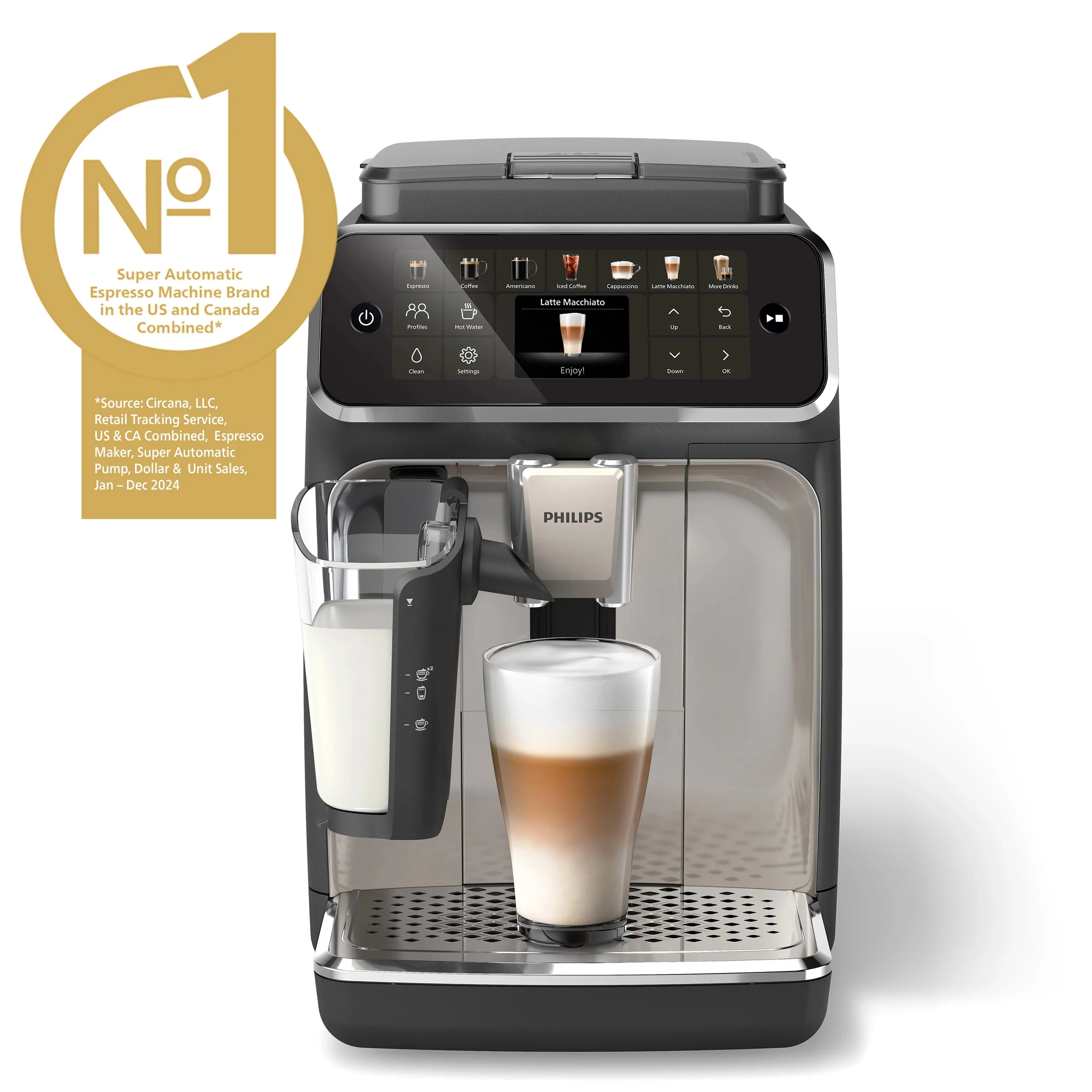 B-Class Refurbished - Philips 4400 LatteGo Automatic Espresso Machine, EP4447/90 - Black Chrome - Image 6