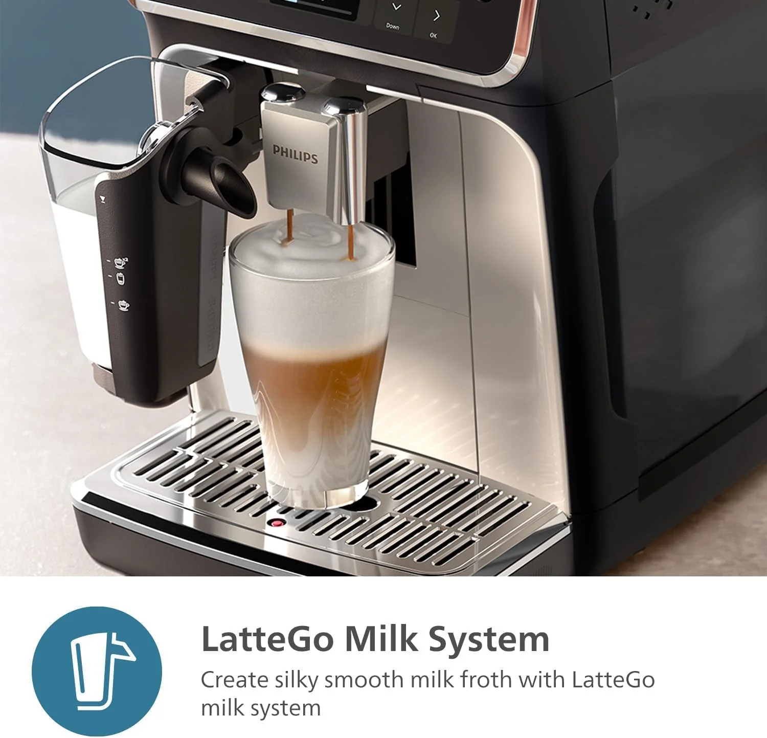 Refurbished - Philips 5500 LatteGo Automatic Espresso Machine, EP5544/94 - Black Chrome - Image 5