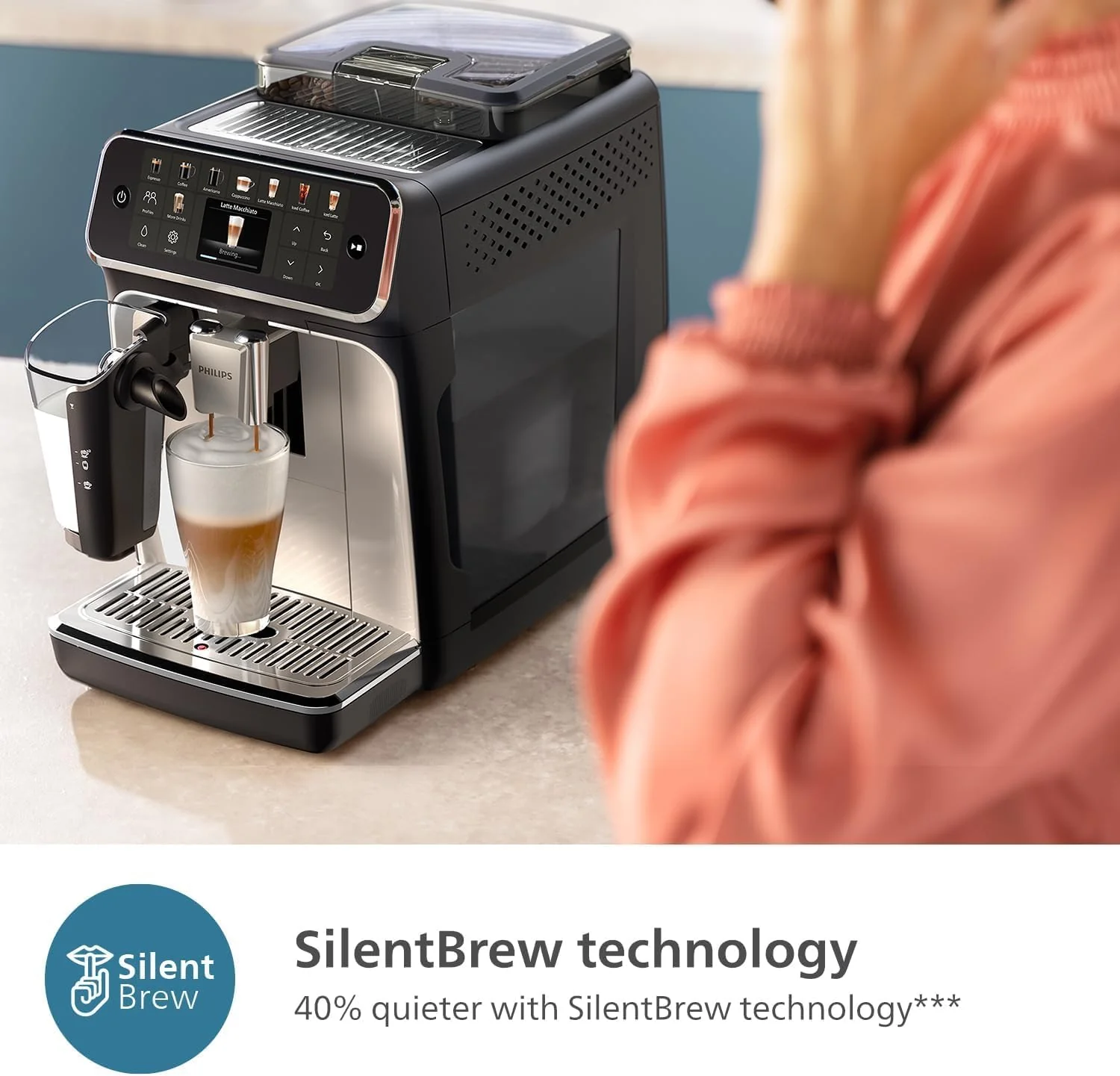 Refurbished - Philips 5500 LatteGo Automatic Espresso Machine, EP5544/94 - Black Chrome - Image 9